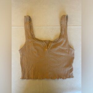 American Eagle Tan Ruffle Tank Top